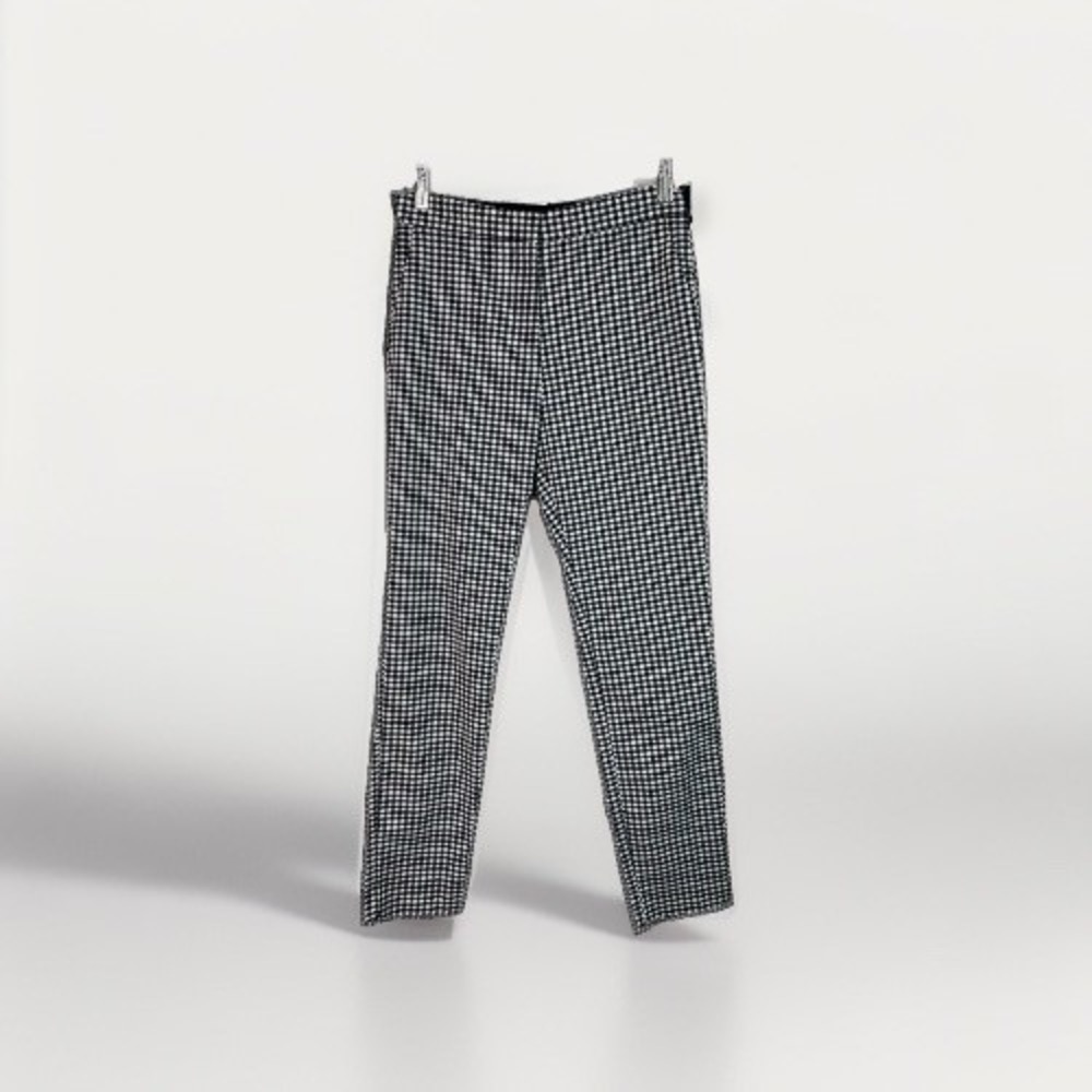Zara Women's M Black White Check Skinny Ankle Trouser Pants